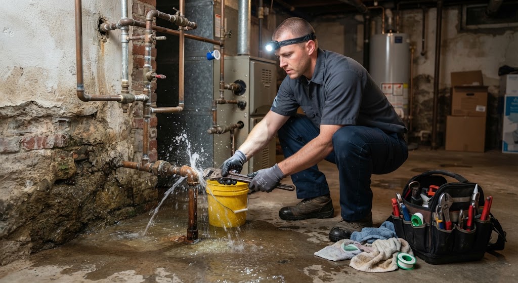 Homeowner dealing with burst pipe emergency water damage in Egg Harbor Township